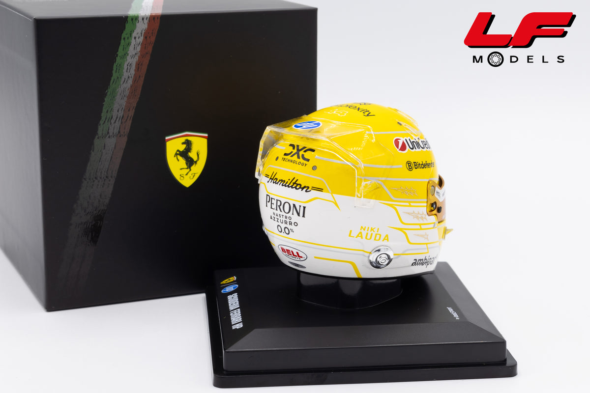 modellino casco lewis hamilotn monza gp 2025 50th anniversary niki lauda looksmart 1:5 LSHEL021 vista posteriore