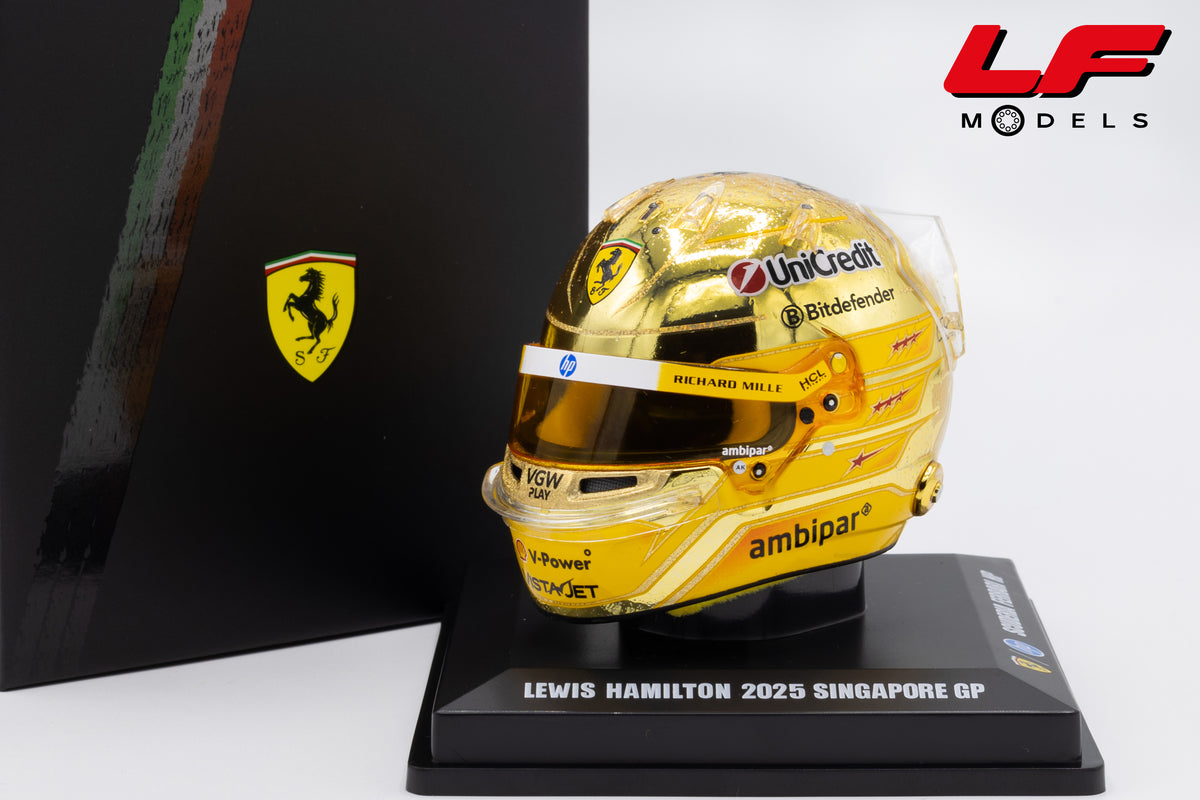 modellino casco f1 ferrari lewis hamilton singapore gp 2025 looksmart 1:5 LSHEL023 vista frontale