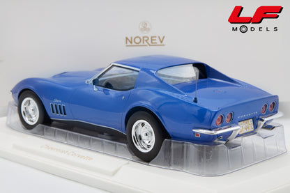 modellino chevrolet corvette blu norev 1:18 189034 vista posteriore