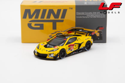 modellino chevrolet corvette z06 gt3 r imsa daytona 24hrs 2025 mini gt 1:64 MGT01197-L vista frontale