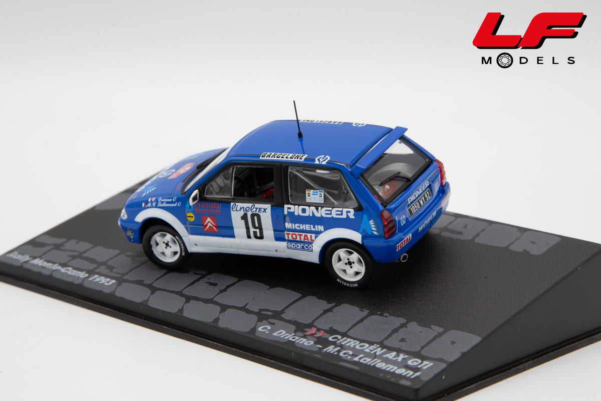 modellino citroen ax gti rally montecarlo 1993 edicola 1:43 vista posteriore