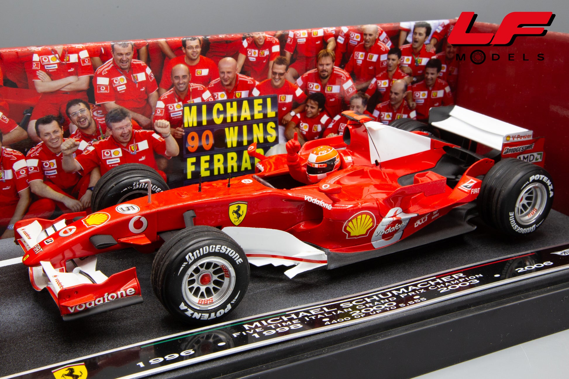 modellino ferrari 248 f1 schumacher hot wheels 1:18 frontale