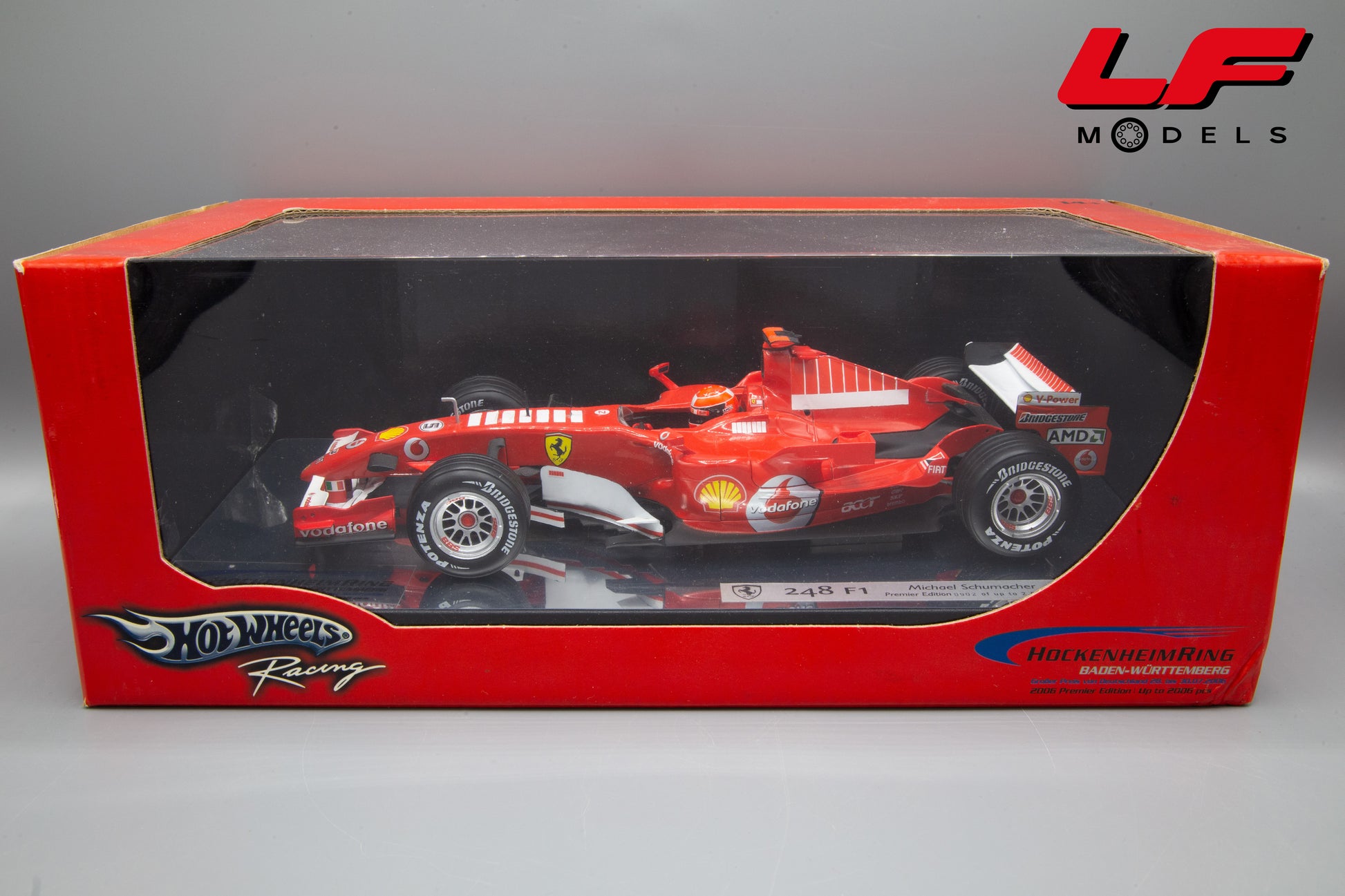 modellino ferrari 248 f1schumacher hot wheels 1:18 scatola