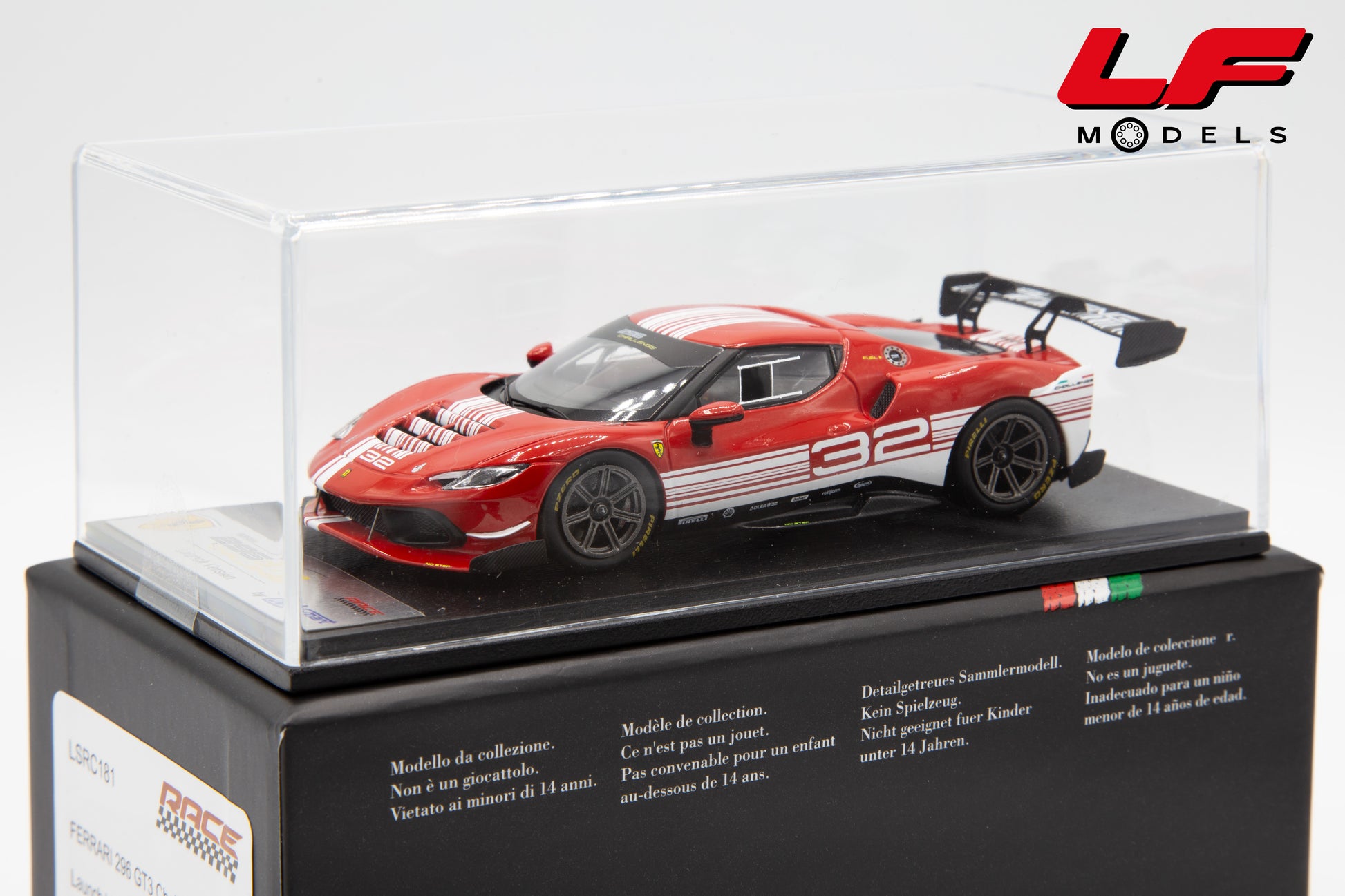 modellino ferrari 296 gt3 challenge looksmart 1:43 frontale
