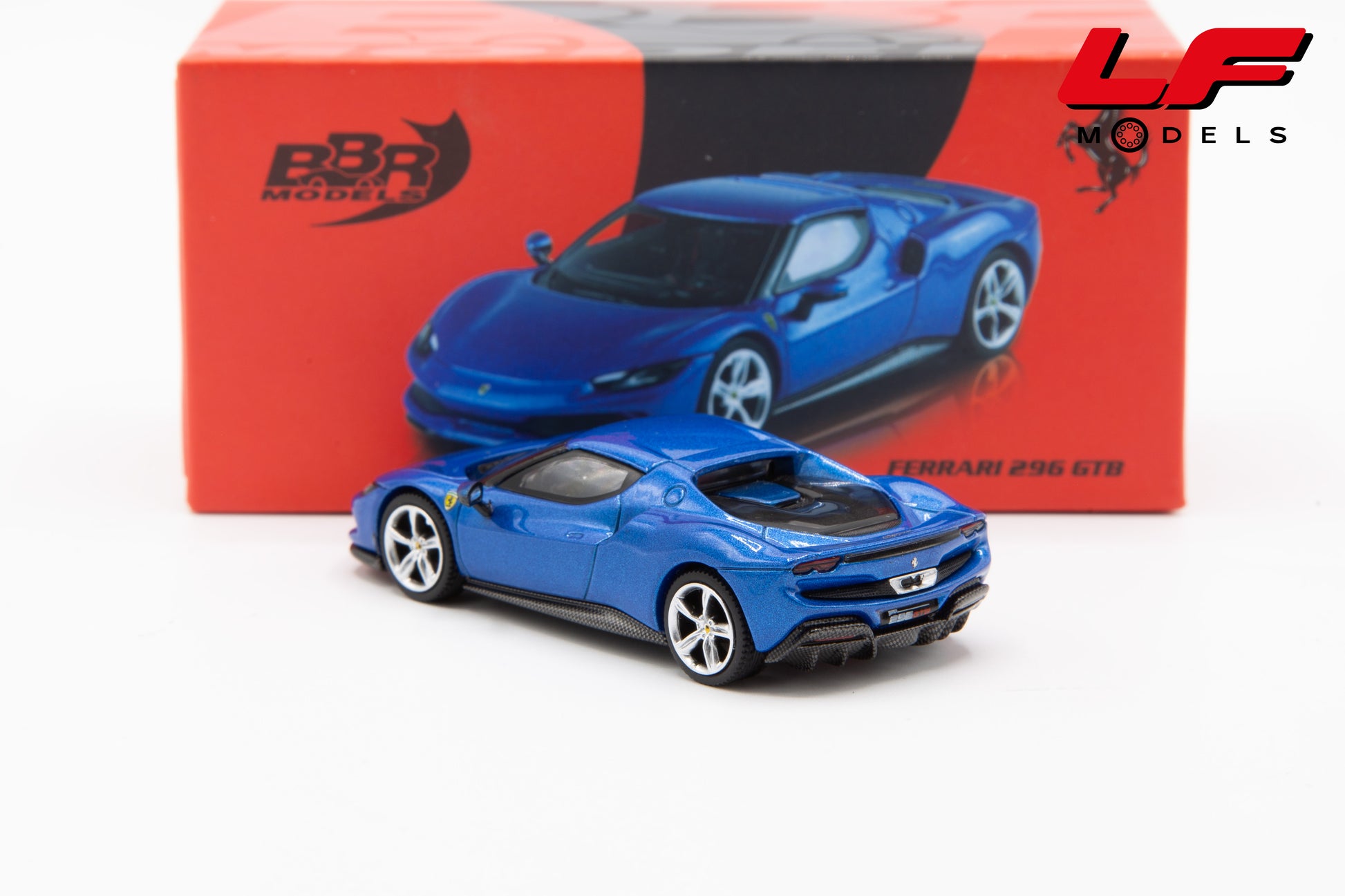 modellino ferrari 296 blu corsa bbr 1:64 BBRFER64004 vista posteriore