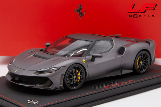 modellino ferrari 296 speciale grigio silverstone opaco bbr 1:18 P18269E1 vista frontale