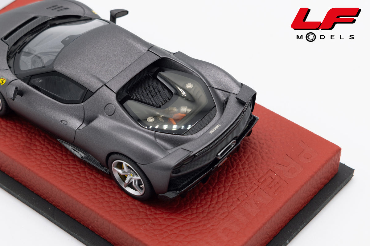 modellino ferrari 296 speciale grigio silverstone opaco bbr 1:43 BBRC323EPRE vista posteriore