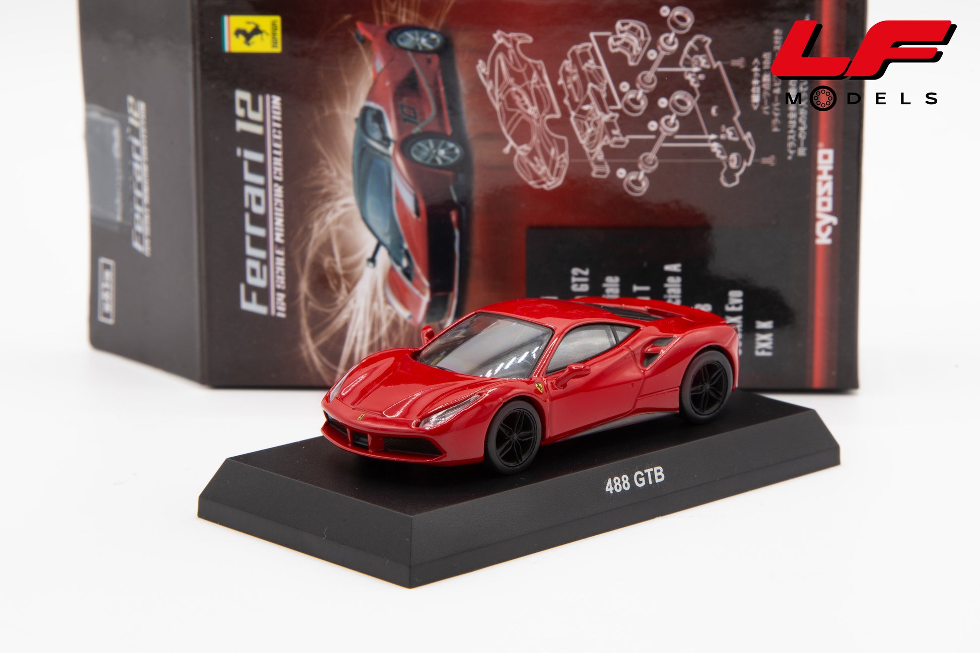 modellino ferrari 488gtb kyosho 1:64 kyo488GTBr vista frontale