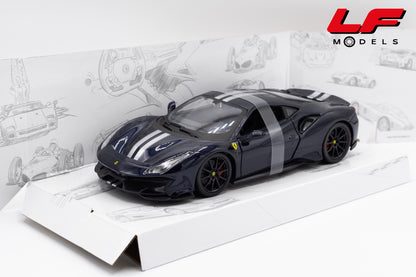 modellino ferrari 488 pista blu burago 1:24 18-26026BL vista frontale