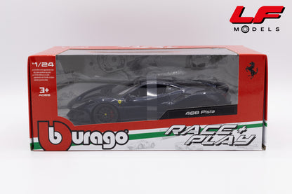 modellino ferrari 488 pista blu burago 1:24 18-26026BL vista scatola