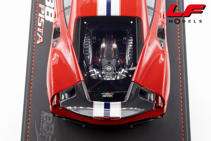modellino ferrari 488 pista rosso corsa bbr 1:18 P18145A6 vista motore
