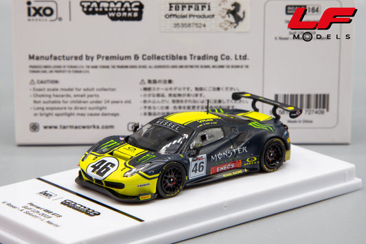 modellino ferrari 488 vr46 tarmac 1:64 frontale