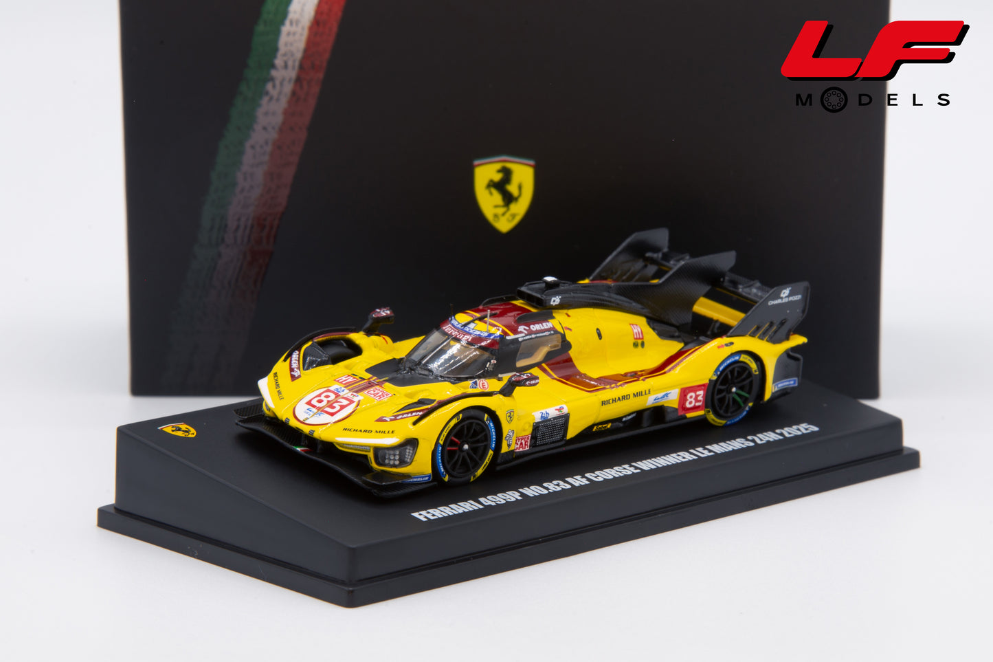 modellino ferrari 499p 3.0L v6 turbo n83 win 24h le mans 2025 looksmart 1:64 LS64010LM vista frontale