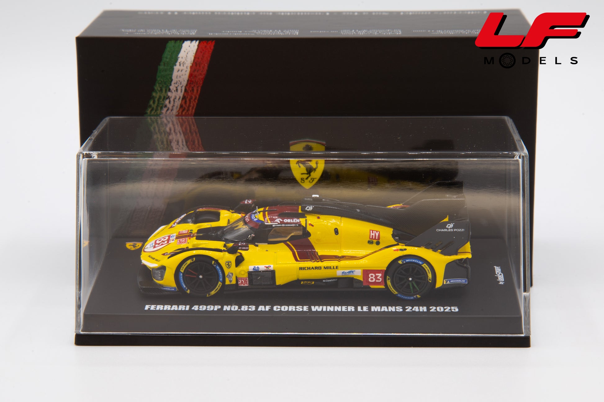 modellino ferrari 499p 3.0L v6 turbo n83 win 24h le mans 2025 looksmart 1:64 LS64010LM vista teca