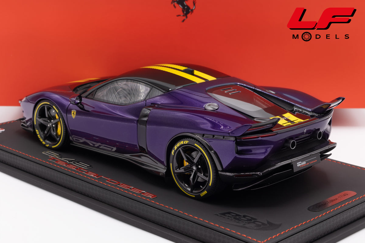 modellino ferrari 849 testarossa assetto fiorano viola hong kong bbr 1:18 P18276E vista posteriore