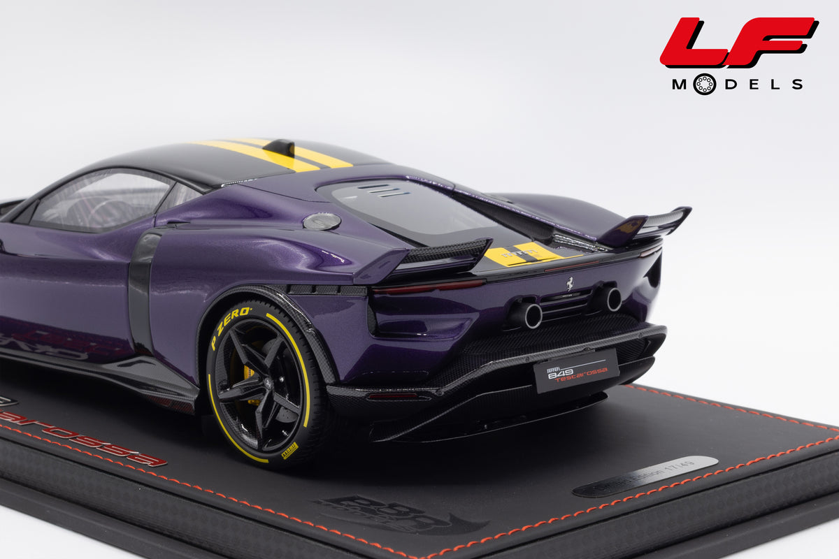 modellino ferrari 849 testarossa assetto fiorano viola hong kong bbr 1:18 P18276E vista posteriore