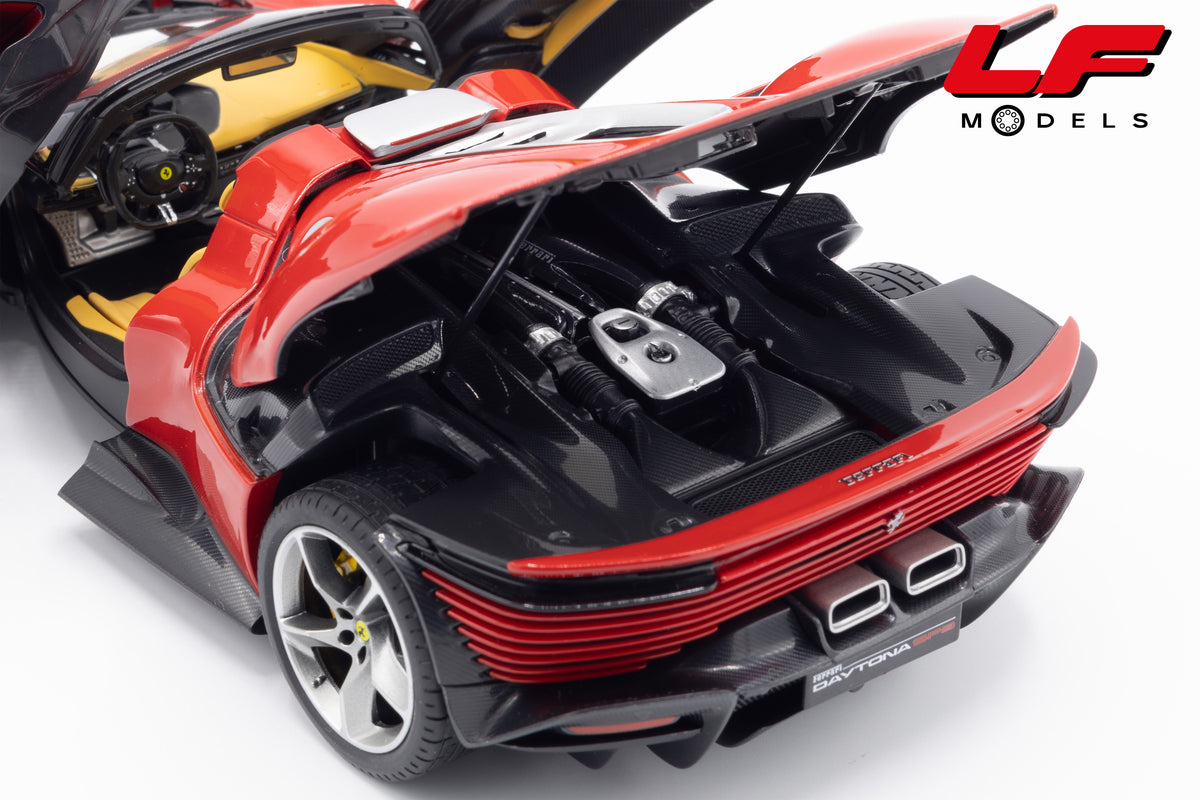 modellino ferrari daytona sp3 rosso corsa burago 1:18 18-16912R vista motore