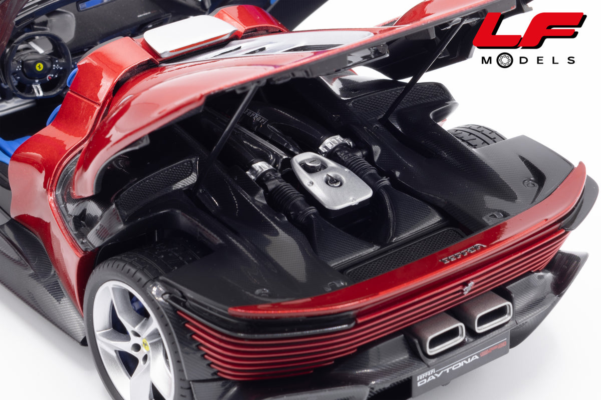modellino ferrari daytona sp3 rosso magma burago 1:18 18-16913R vista motore
