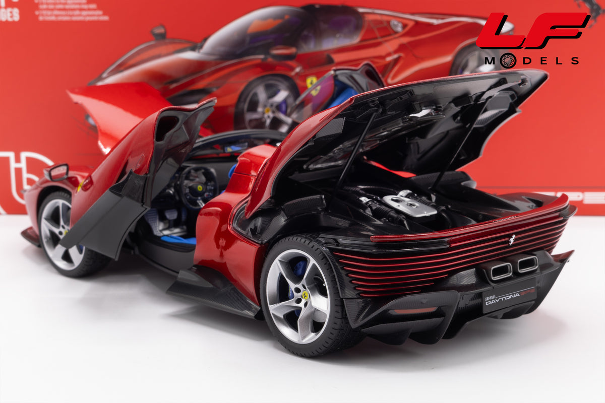 modellino ferrari daytona sp3 rosso magma burago 1:18 18-16913R vista posteriore