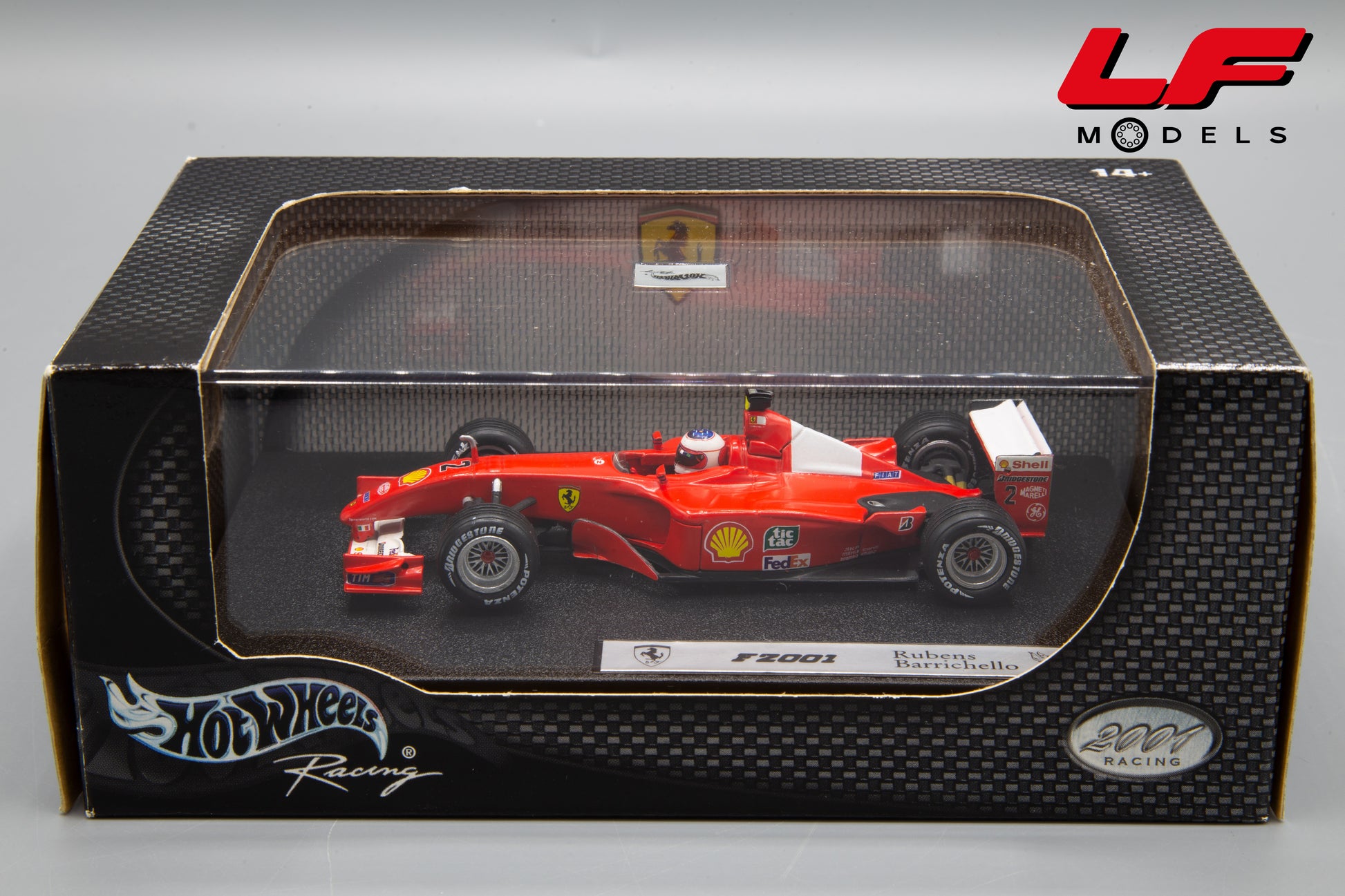 modellino ferrari f2001 barrichello hotwheels 1:43 scatola