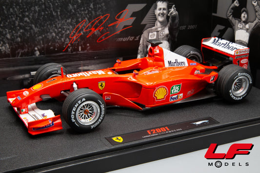 modellino ferrari f2001 schumacher hungary gp hot wheels 1:18 frontale