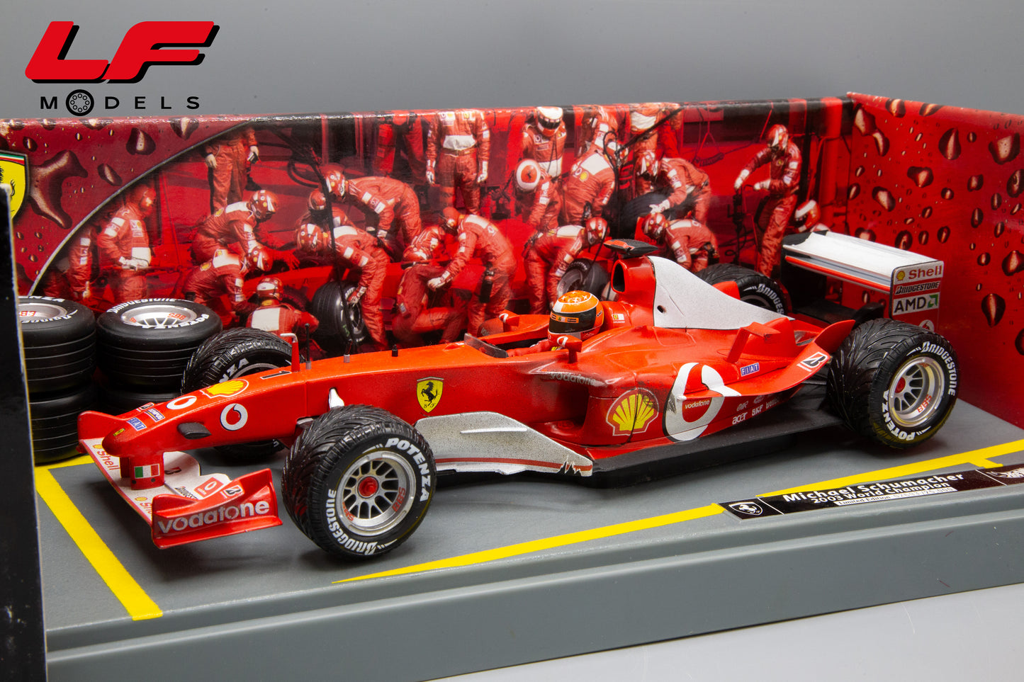 modellino ferrari f2003-ga schumacher world champion hot wheels 1:18 frontale