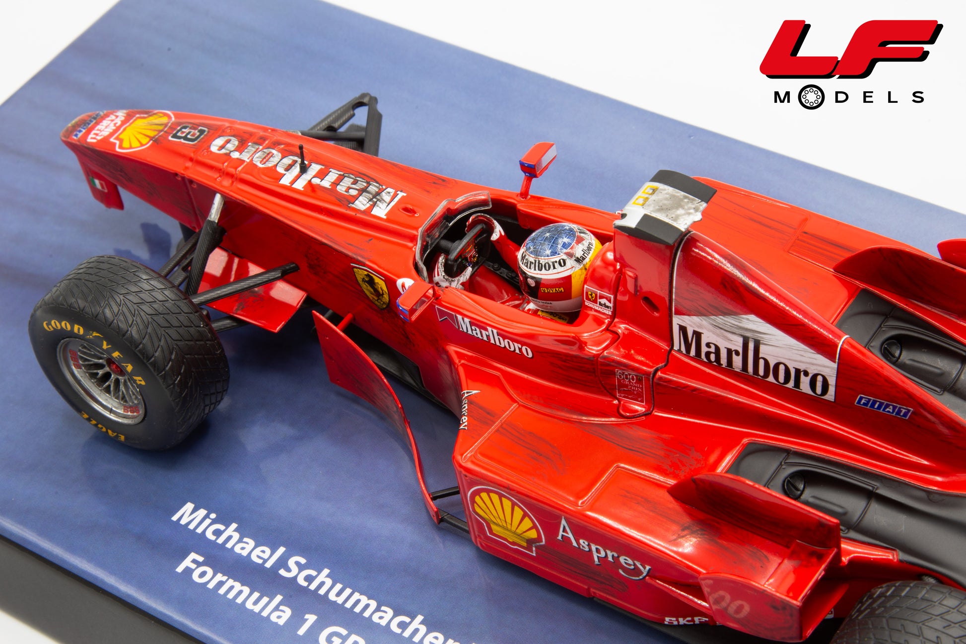 modellino ferrari f300 3 wheels schumacher crash involving werk83 1:18 W18033007 vista interni