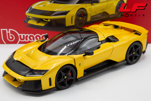 modellino ferrari f80 giallo tristrato burago 1:18 18-16920-YEL vista frontale