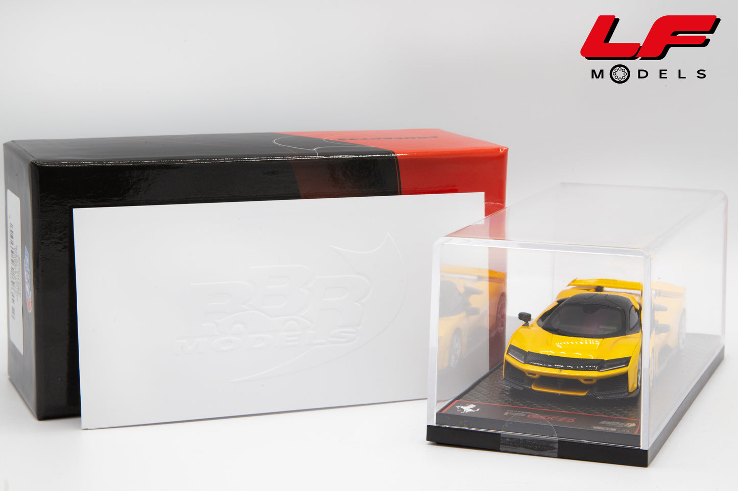 modellino ferrari f80 giallo tristrato con cerchi argento bbr 1:43 imballo