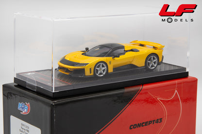 modellino ferrari f80 giallo tristrato con cerchi argento bbr 1:43 teca