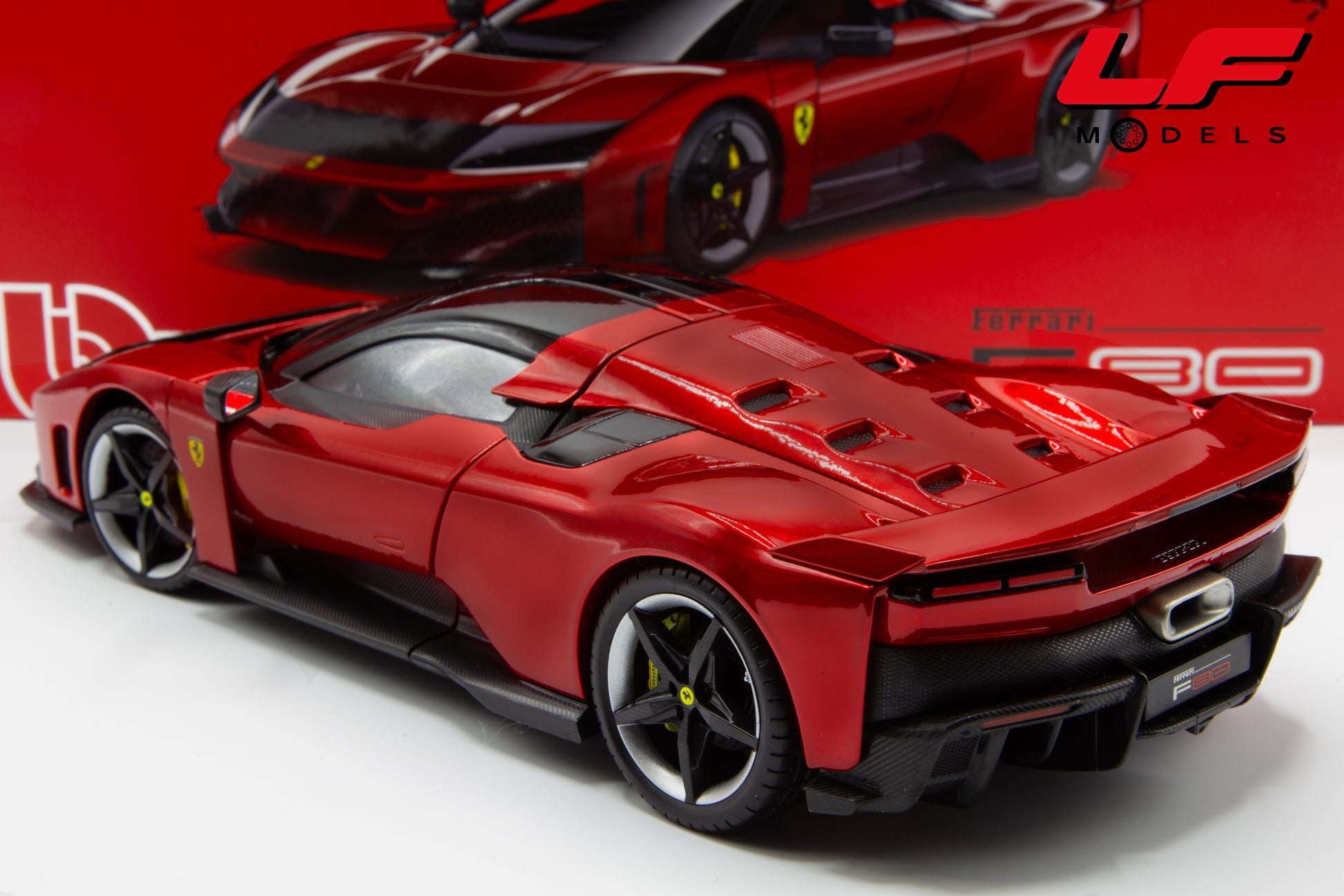 modellino ferrari f80 rosso supercar burago 1:18 18-16919 vista posteriore