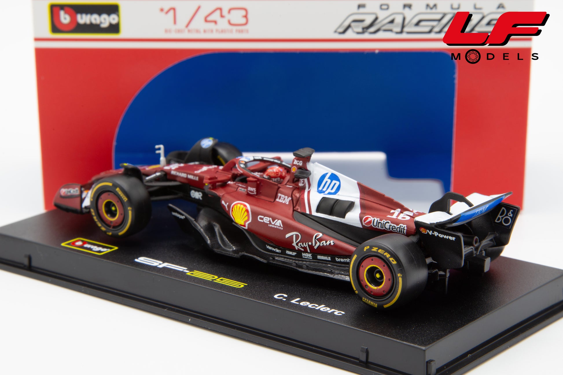 modellino ferrari sf-25 burago 1:43 posteriore