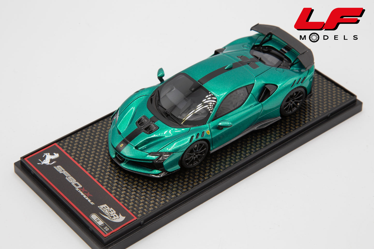 modellino ferrari sf90xx green jewel bbr 1:43 BBRC285O vista frontale