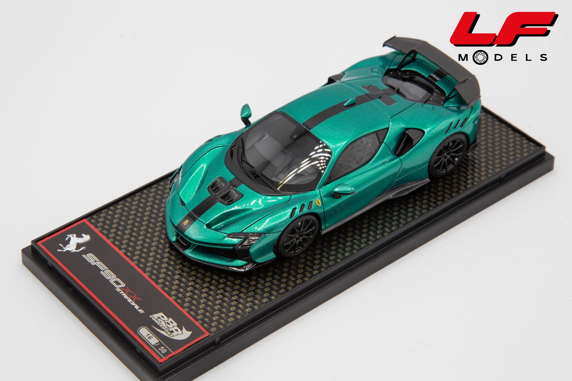modellino ferrari sf90xx green jewel bbr 1:43 BBRC285O vista frontale