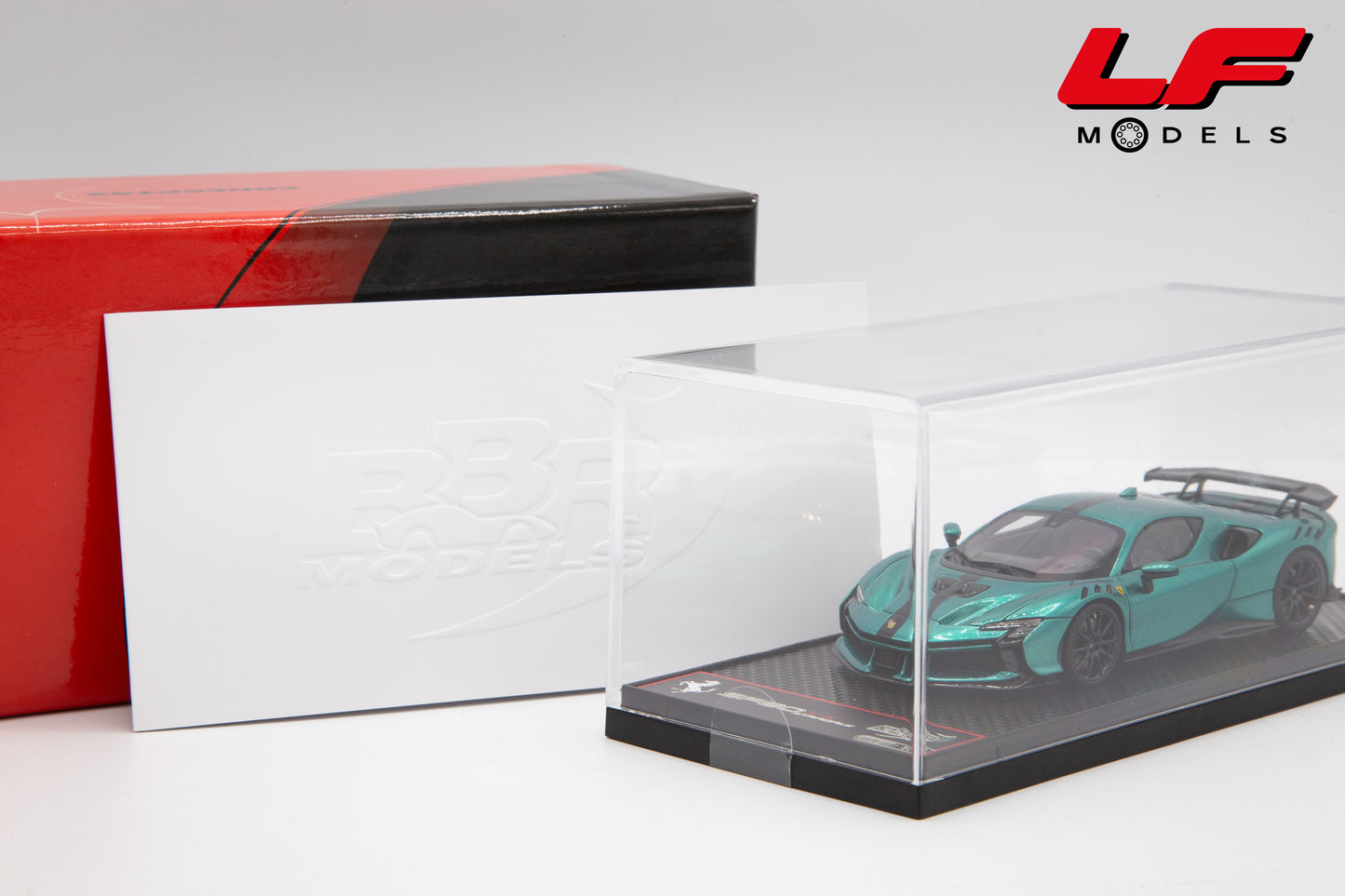 modellino ferrari sf90xx green jewel bbr 1:43 BBRC285O vista teca