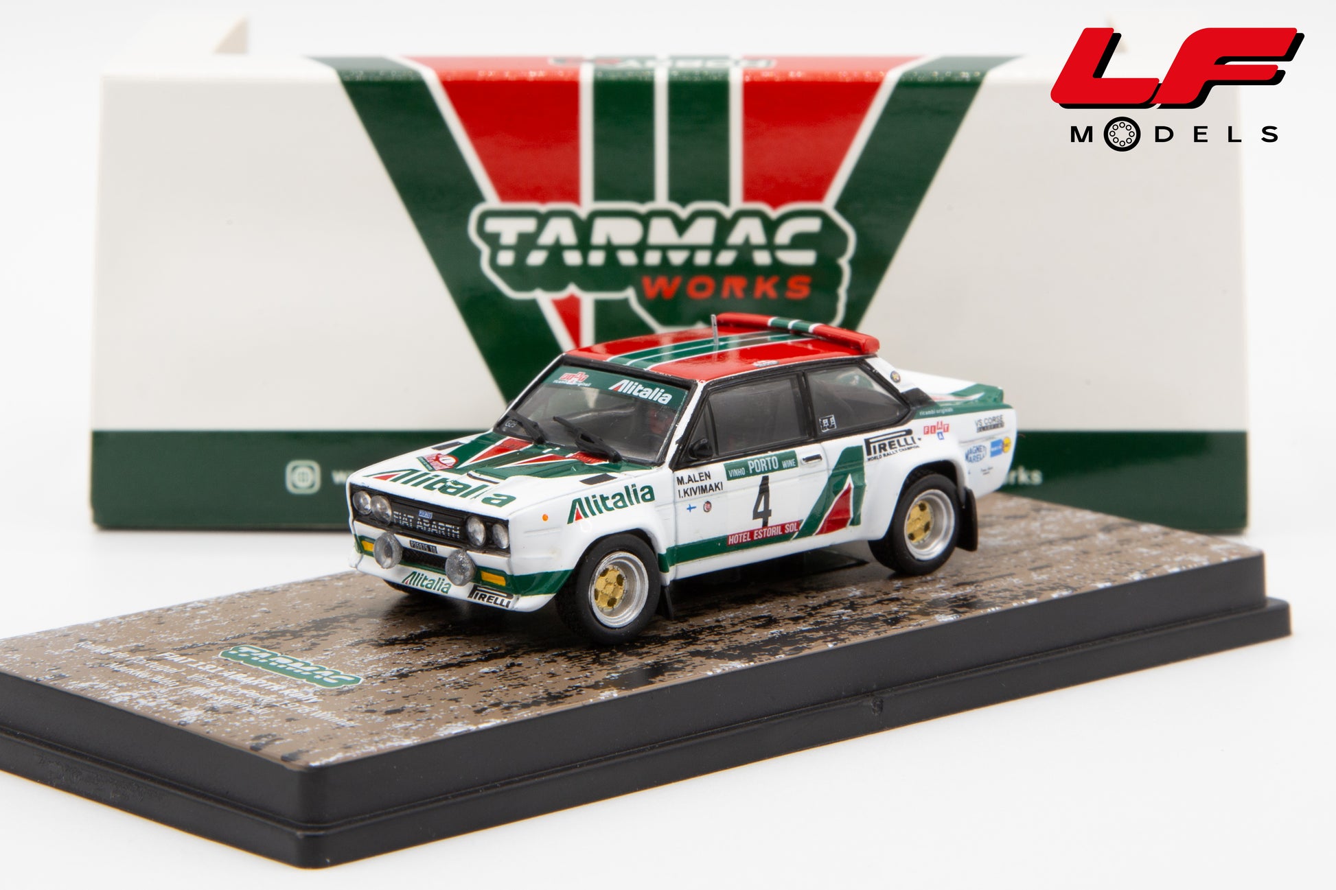 modellino fiat 131 abarth rally portugal tarmac 1:64 T64-094-78RP04 vista frontale