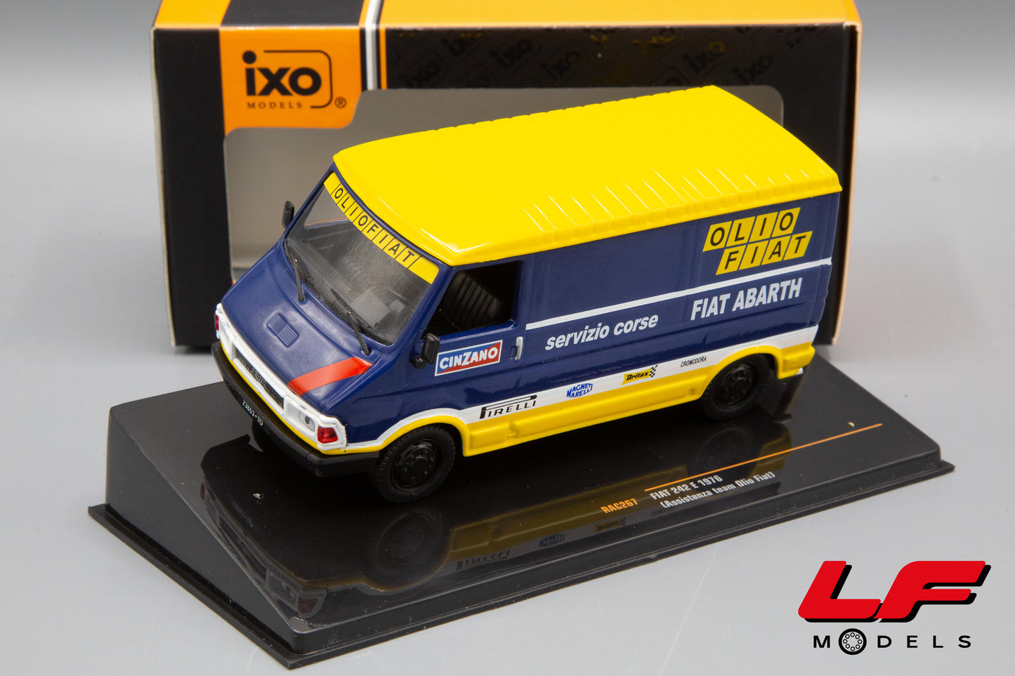 modellino fiat 242 assistenza rally oliofiat ixo models 1:43 frontale