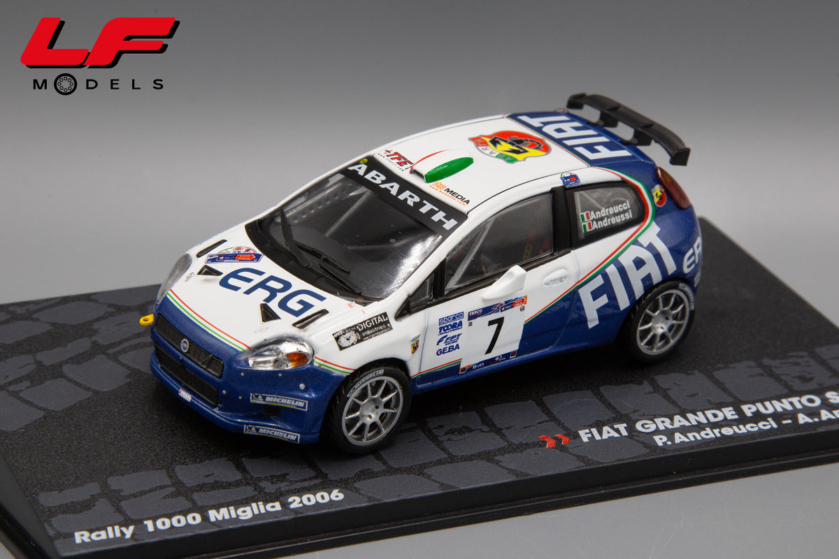 modellino fiat grande punto s2000 rally 1000 miglia edicola 1:43 vista frontale