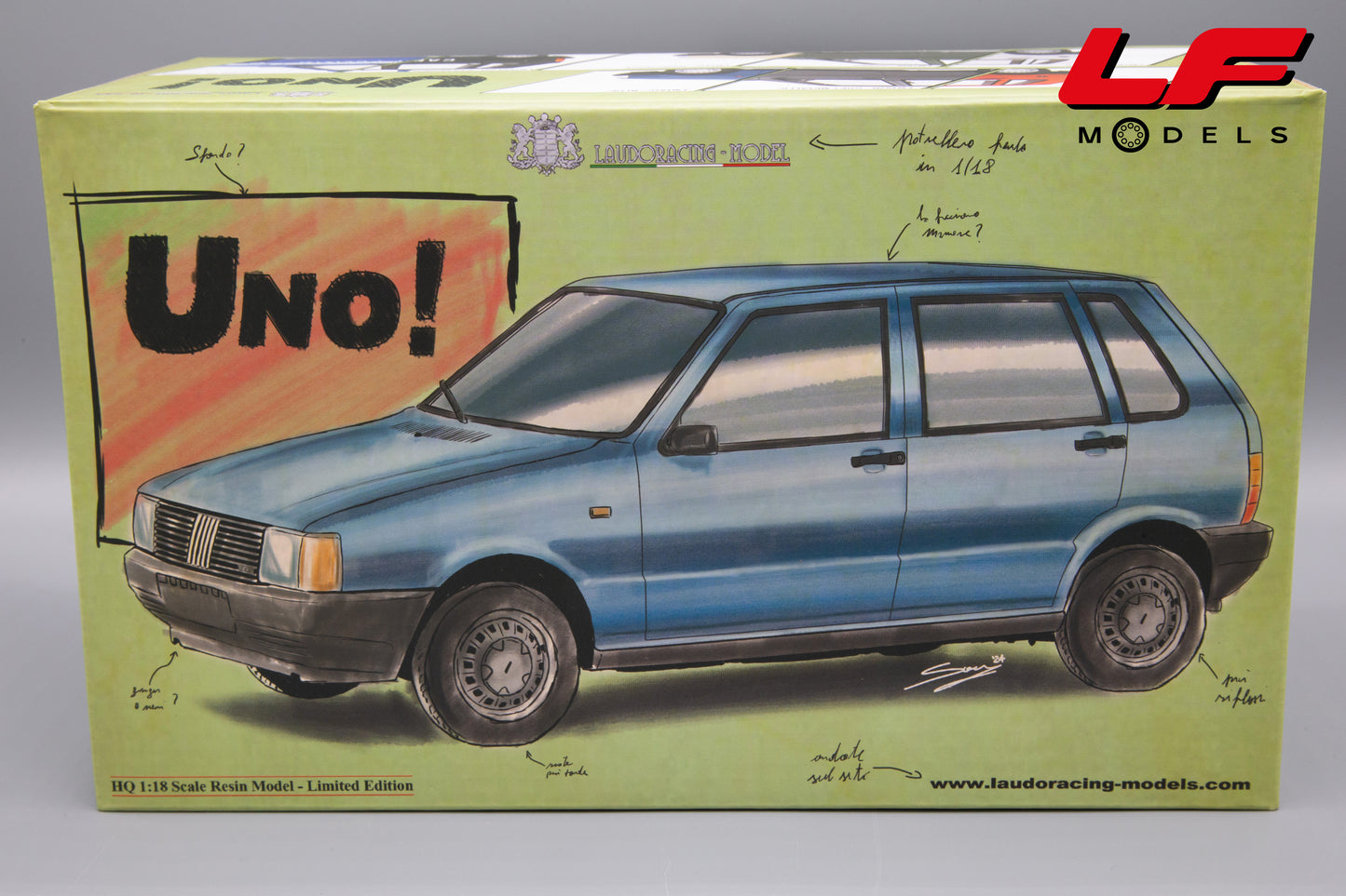 modellino fiat uno 45 polizia laudoracing 1:18 scatola