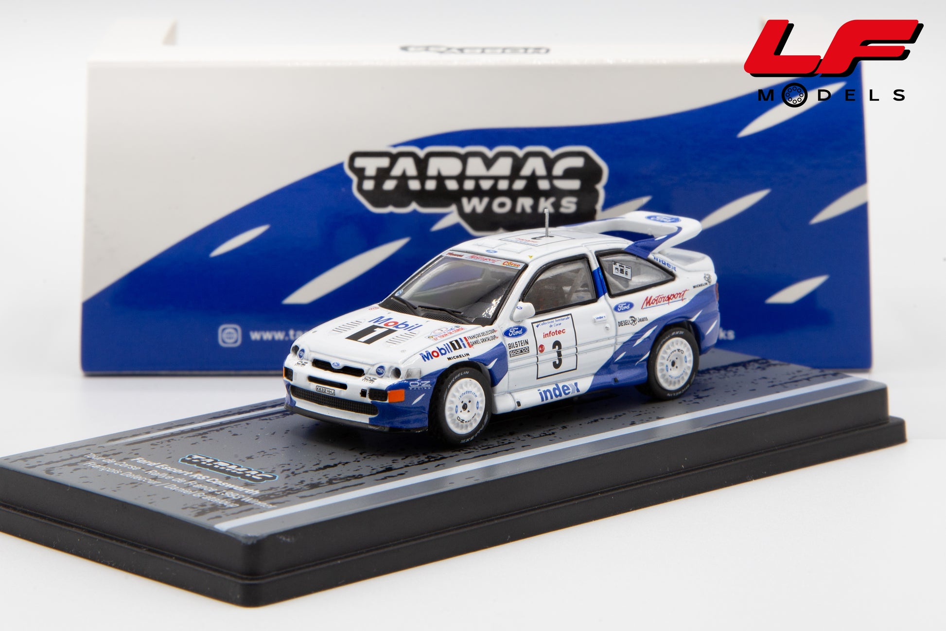 modellino ford escort rs cosworth rally tdc tarmac 1:64 T64-081-93RDF03 vista frontale