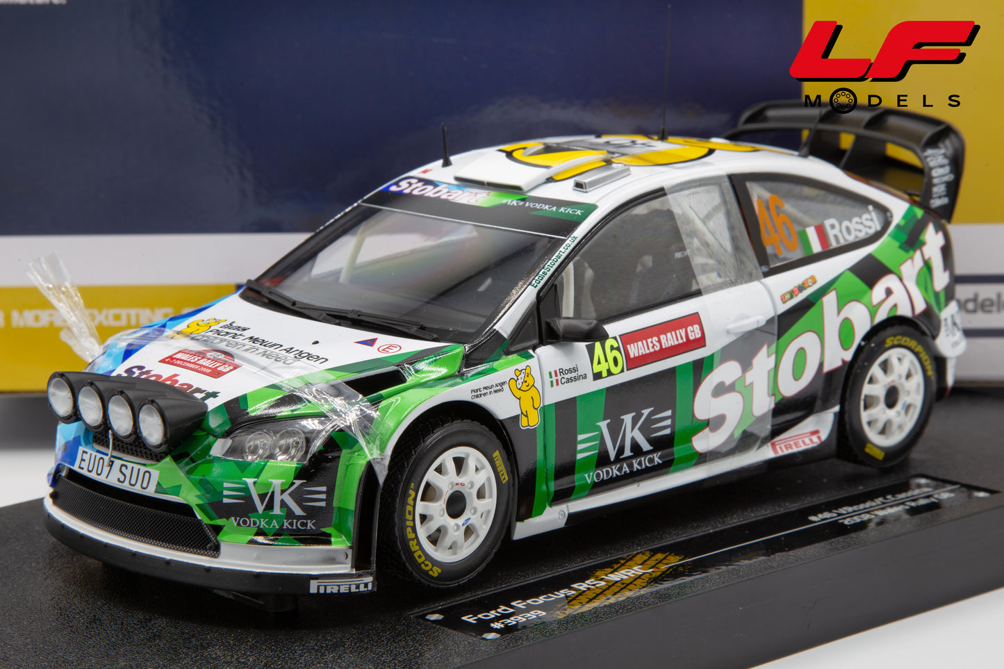 modellino ford focus rally vr46 sunstar 1:18 frontale