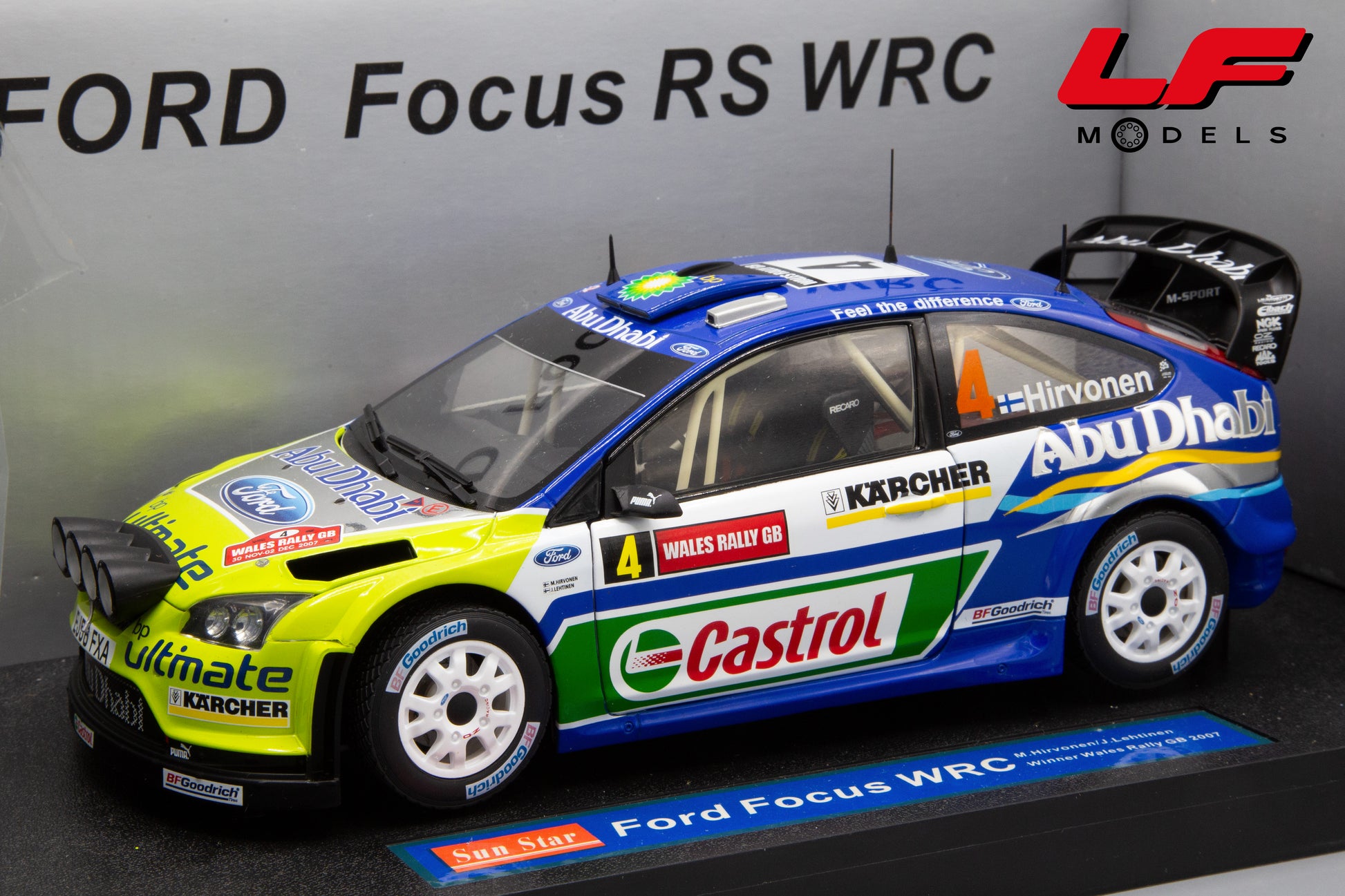 modellino ford focus rally sunstar 1:18 frontale
