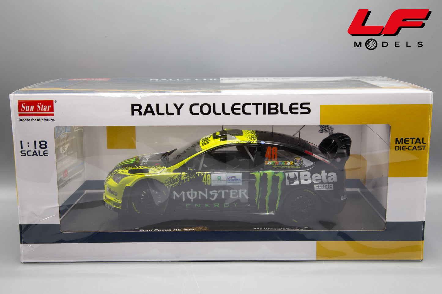 modellino ford focus wrc vr46 sunstar 1:18