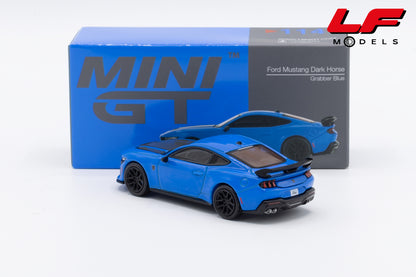modellino ford mustang dark horse grabber blue mini gt 1:64 MGT01141-L vista posteriore