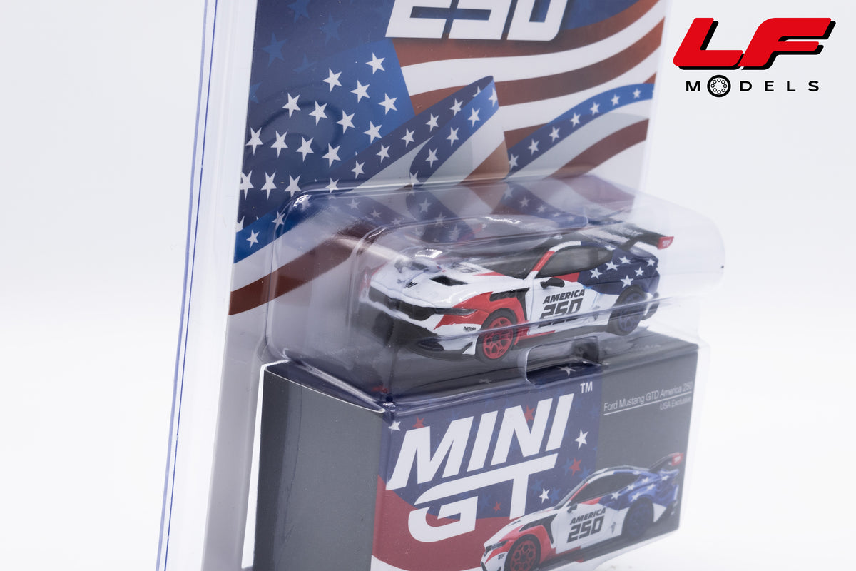 modellino ford mustang  gtd 250 america mini gt 1:64 MGT01301-BL vista frontale