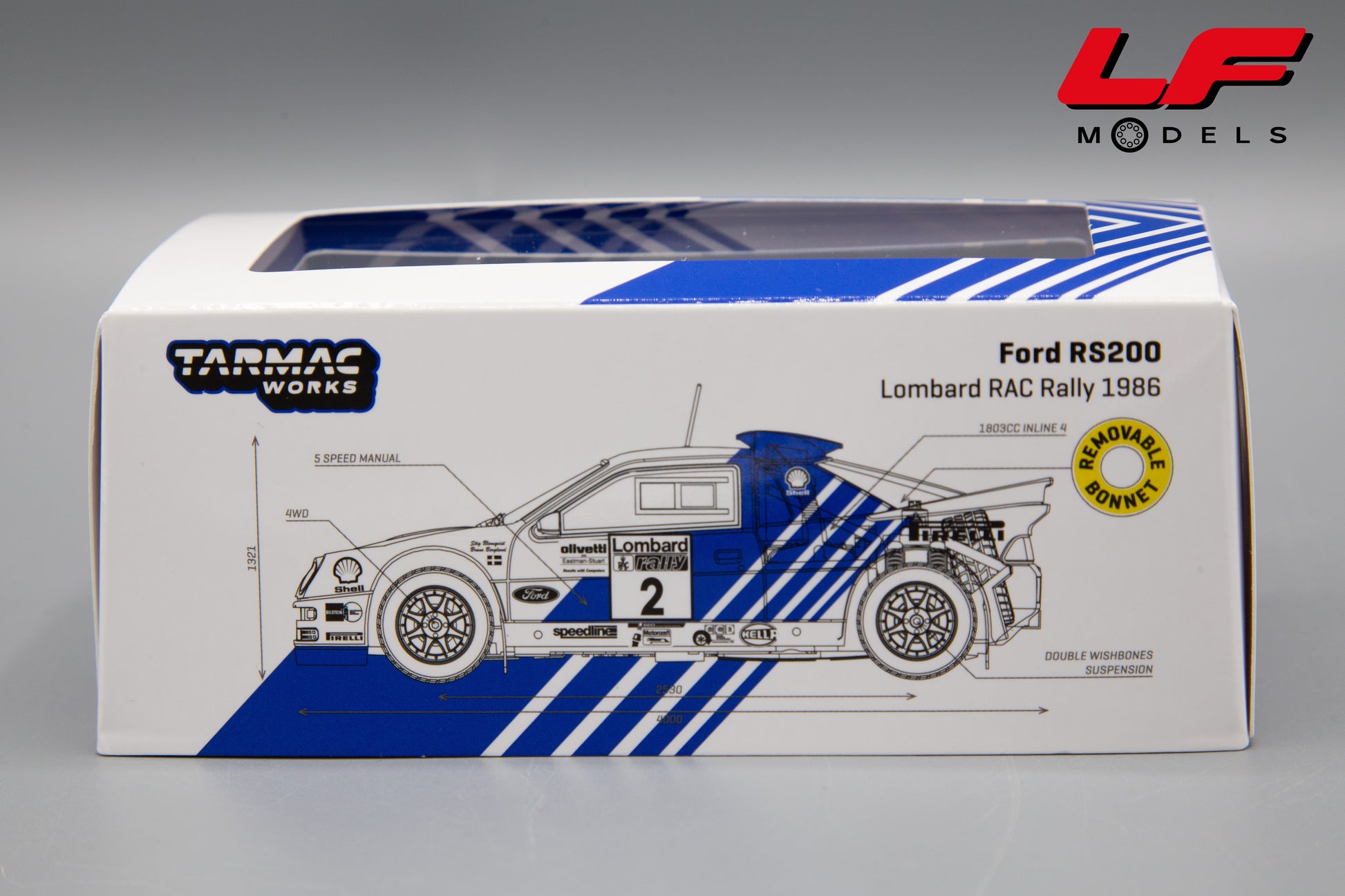 modellino ford rs200 rally tarmac 1:64