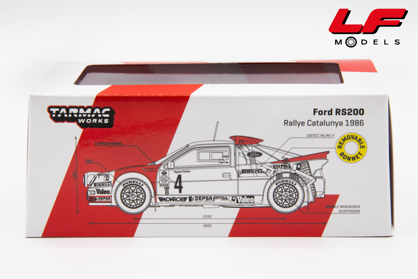 modellino ford rs200 rally tarmac 1:64