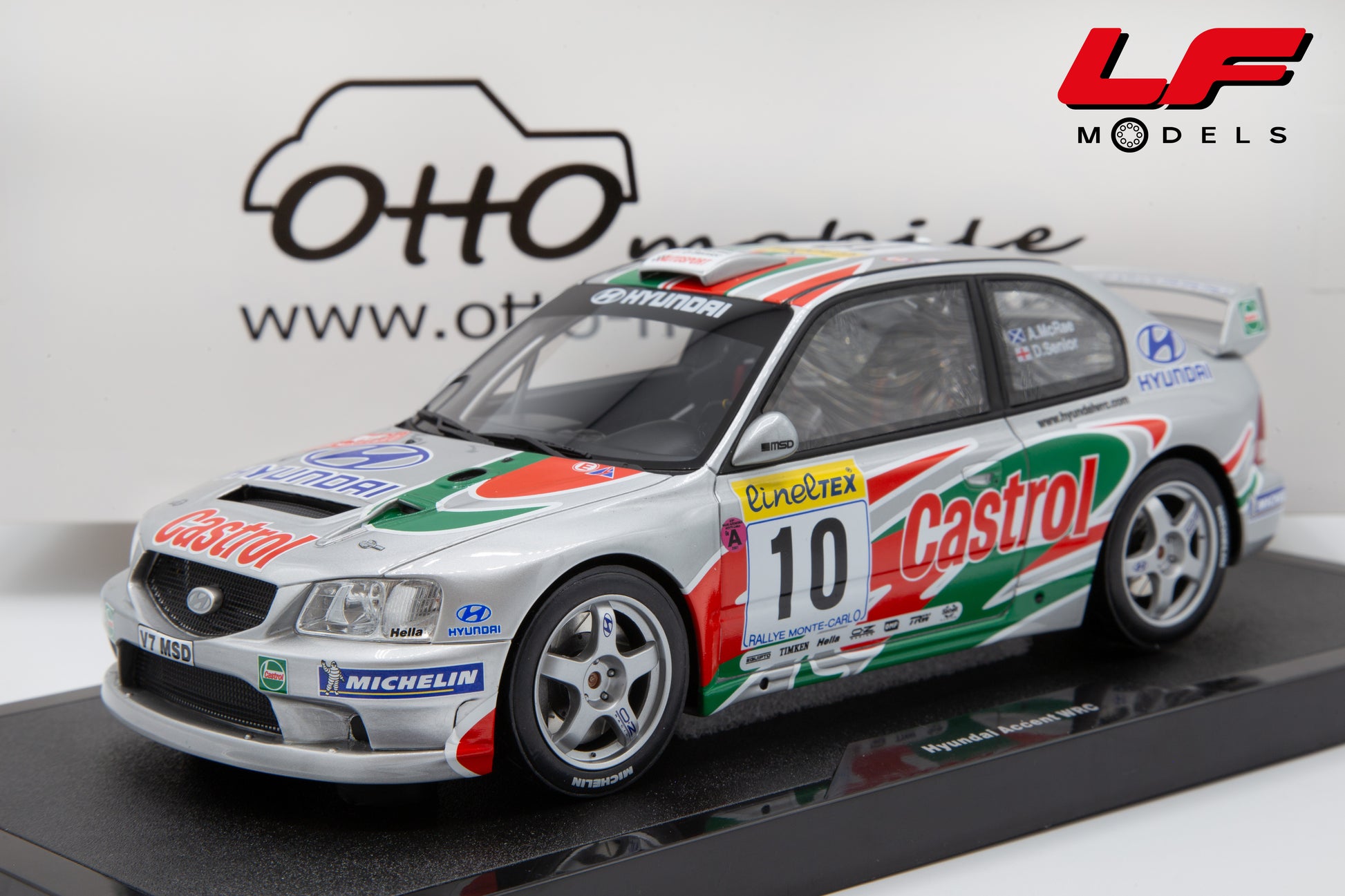 modellino hyundai accent wrc rally montecarlo ottomobile 1:18 OT1265 vista frontale