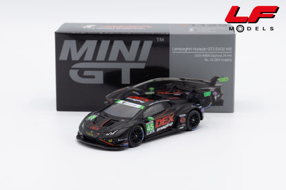modellino lamborghini huracan gt3 evo3 imsa daytona mini gt 1:64 MGT01129-L vista frontale