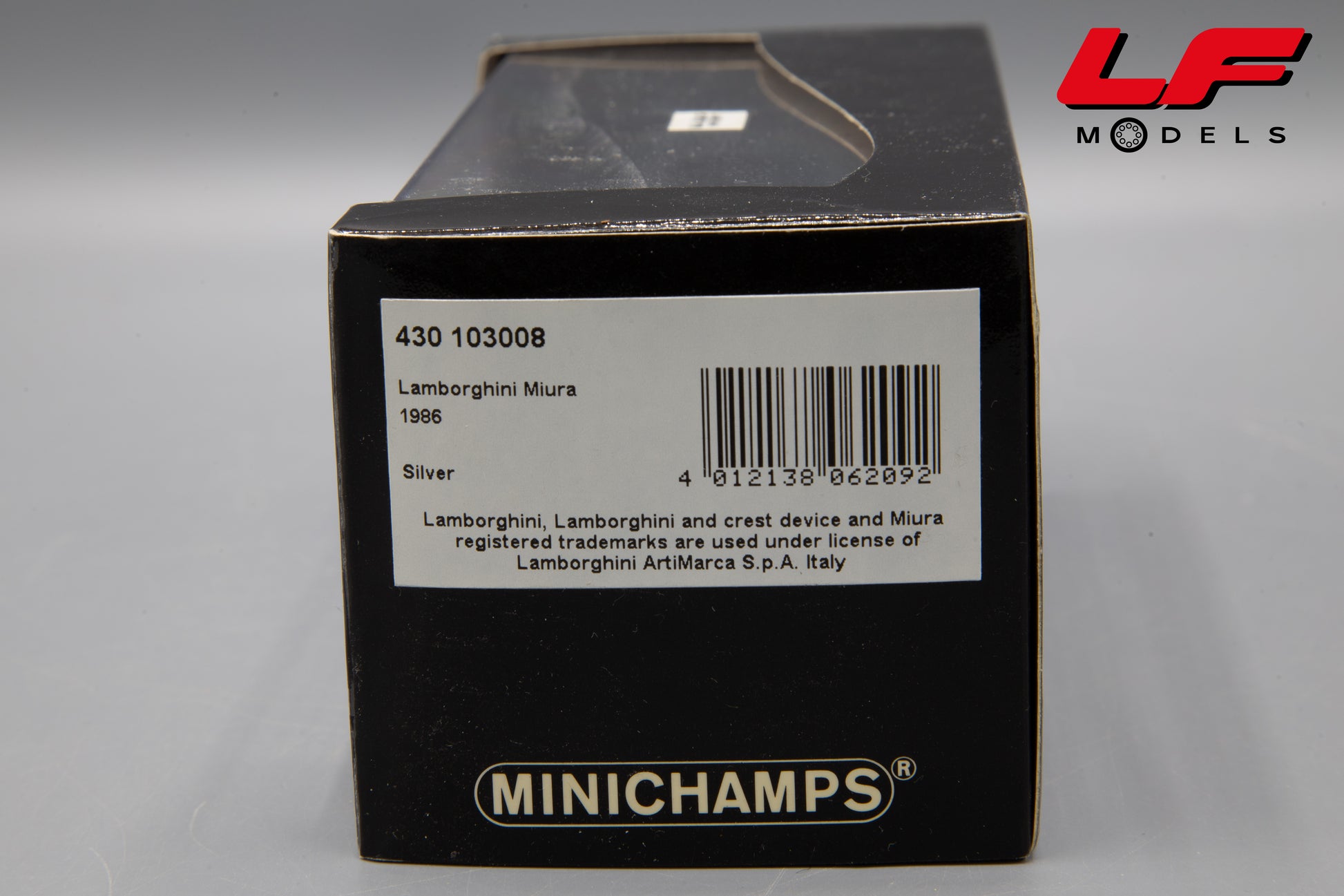 modellino lamborghini miura minichamps 1:43 etichetta
